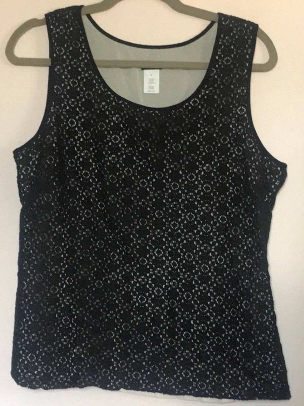 J Crew black lace Overlay Sleeveless Tank sz 14